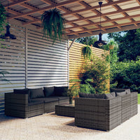 Thumbnail for 7-tlg. Garten-Lounge-Set mit Auflagen Poly Rattan Grau