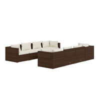 Thumbnail for 9-tlg. Garten-Lounge-Set mit Kissen Poly Rattan Braun