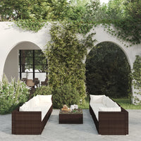 Thumbnail for 9-tlg. Garten-Lounge-Set mit Kissen Poly Rattan Braun