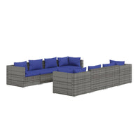 Thumbnail for 9-tlg. Garten-Lounge-Set mit Kissen Poly Rattan Grau