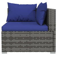 Thumbnail for 9-tlg. Garten-Lounge-Set mit Kissen Poly Rattan Grau