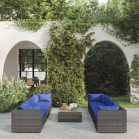 Thumbnail for 9-tlg. Garten-Lounge-Set mit Kissen Poly Rattan Grau