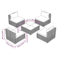 Thumbnail for 5-tlg. Garten-Lounge-Set mit Kissen Poly Rattan Schwarz