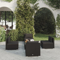 Thumbnail for 5-tlg. Garten-Lounge-Set mit Kissen Poly Rattan Schwarz