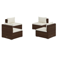 Thumbnail for 4-tlg. Garten-Lounge-Set mit Kissen Poly Rattan Braun