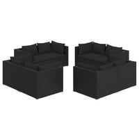 Thumbnail for 8-tlg. Garten-Lounge-Set mit Kissen Poly Rattan Schwarz