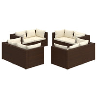 Thumbnail for 8-tlg. Garten-Lounge-Set mit Kissen Poly Rattan Braun