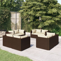 Thumbnail for 8-tlg. Garten-Lounge-Set mit Kissen Poly Rattan Braun