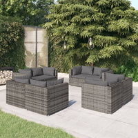 Thumbnail for 8-tlg. Garten-Lounge-Set mit Kissen Poly Rattan Grau