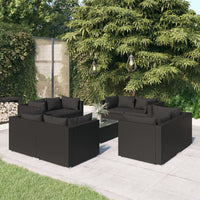 Thumbnail for 9-tlg. Garten-Lounge-Set mit Kissen Poly Rattan Schwarz