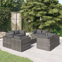 Thumbnail for 9-tlg. Garten-Lounge-Set mit Kissen Poly Rattan Grau