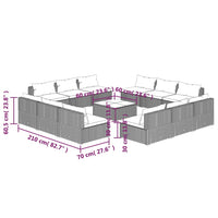 Thumbnail for 13-tlg. Garten-Lounge-Set mit Kissen Poly Rattan Braun