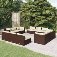 Thumbnail for 12-tlg. Garten-Lounge-Set mit Kissen Poly Rattan Braun