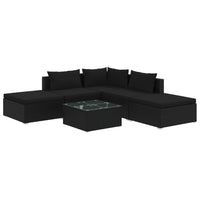 Thumbnail for 6-tlg. Garten-Lounge-Set mit Kissen Poly Rattan Schwarz