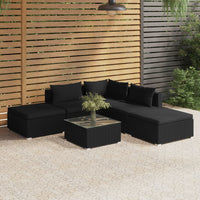 Thumbnail for 6-tlg. Garten-Lounge-Set mit Kissen Poly Rattan Schwarz