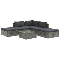 Thumbnail for 6-tlg. Garten-Lounge-Set mit Kissen Poly Rattan Grau