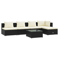 Thumbnail for 6-tlg. Garten-Lounge-Set mit Kissen Poly Rattan Schwarz