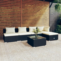 Thumbnail for 6-tlg. Garten-Lounge-Set mit Kissen Poly Rattan Schwarz
