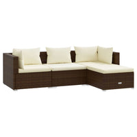 Thumbnail for 4-tlg. Garten-Lounge-Set mit Kissen Poly Rattan Braun