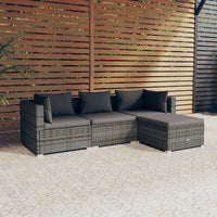 Thumbnail for 4-tlg. Garten-Lounge-Set mit Kissen Poly Rattan Grau