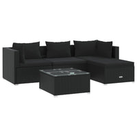 Thumbnail for 5-tlg. Garten-Lounge-Set mit Kissen Poly Rattan Schwarz