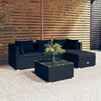 Thumbnail for 5-tlg. Garten-Lounge-Set mit Kissen Poly Rattan Schwarz