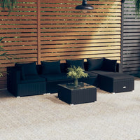 Thumbnail for 6-tlg. Garten-Lounge-Set mit Kissen Poly Rattan Schwarz