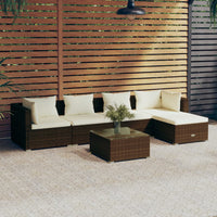 Thumbnail for 6-tlg. Garten-Lounge-Set mit Kissen Poly Rattan Braun