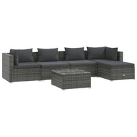 Thumbnail for 6-tlg. Garten-Lounge-Set mit Kissen Poly Rattan Grau