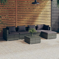 Thumbnail for 6-tlg. Garten-Lounge-Set mit Kissen Poly Rattan Grau