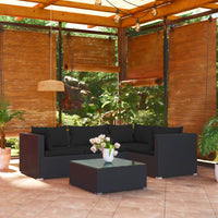 Thumbnail for 5-tlg. Garten-Lounge-Set mit Kissen Poly Rattan Schwarz