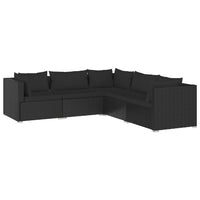 Thumbnail for 5-tlg. Garten-Lounge-Set mit Kissen Poly Rattan Schwarz