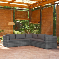 Thumbnail for 5-tlg. Garten-Lounge-Set mit Kissen Poly Rattan Grau