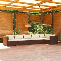 Thumbnail for 6-tlg. Garten-Lounge-Set mit Kissen Poly Rattan Braun