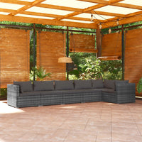 Thumbnail for 6-tlg. Garten-Lounge-Set mit Kissen Poly Rattan Grau