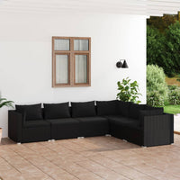 Thumbnail for 6-tlg. Garten-Lounge-Set mit Kissen Poly Rattan Schwarz
