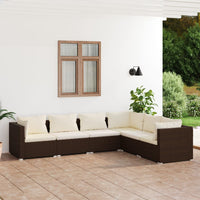 Thumbnail for 6-tlg. Garten-Lounge-Set mit Kissen Poly Rattan Braun