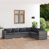 Thumbnail for 6-tlg. Garten-Lounge-Set mit Kissen Poly Rattan Grau