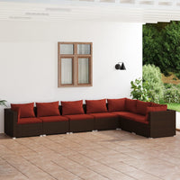 Thumbnail for 7-tlg. Garten-Lounge-Set mit Kissen Poly Rattan Braun