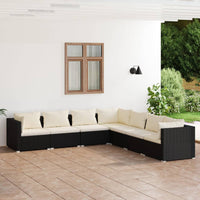 Thumbnail for 7-tlg. Garten-Lounge-Set mit Kissen Poly Rattan Schwarz