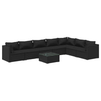 Thumbnail for 8-tlg. Garten-Lounge-Set mit Kissen Poly Rattan Schwarz