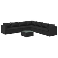 Thumbnail for 8-tlg. Garten-Lounge-Set mit Kissen Poly Rattan Schwarz