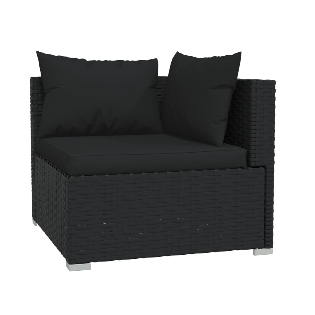 8-tlg. Garten-Lounge-Set mit Kissen Poly Rattan Schwarz