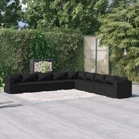 Thumbnail for 9-tlg. Garten-Lounge-Set mit Kissen Poly Rattan Schwarz