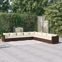 Thumbnail for 9-tlg. Garten-Lounge-Set mit Kissen Poly Rattan Braun
