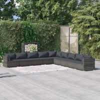 Thumbnail for 9-tlg. Garten-Lounge-Set mit Kissen Poly Rattan Grau