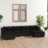Thumbnail for 6-tlg. Garten-Lounge-Set mit Kissen Poly Rattan Schwarz