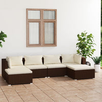 Thumbnail for 6-tlg. Garten-Lounge-Set mit Kissen Poly Rattan Braun