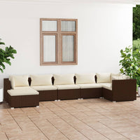 Thumbnail for 7-tlg. Garten-Lounge-Set mit Kissen Poly Rattan Braun