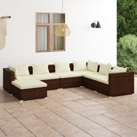 Thumbnail for 7-tlg. Garten-Lounge-Set mit Kissen Poly Rattan Braun